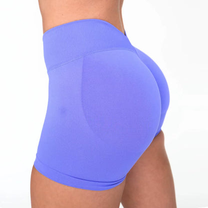 V Back Scrunch Shorts Women Mid-High Waist Band Seamless Yoga Shorts 4.5'' Workout Gym Booty Short 4 Way Stretch Sports Short