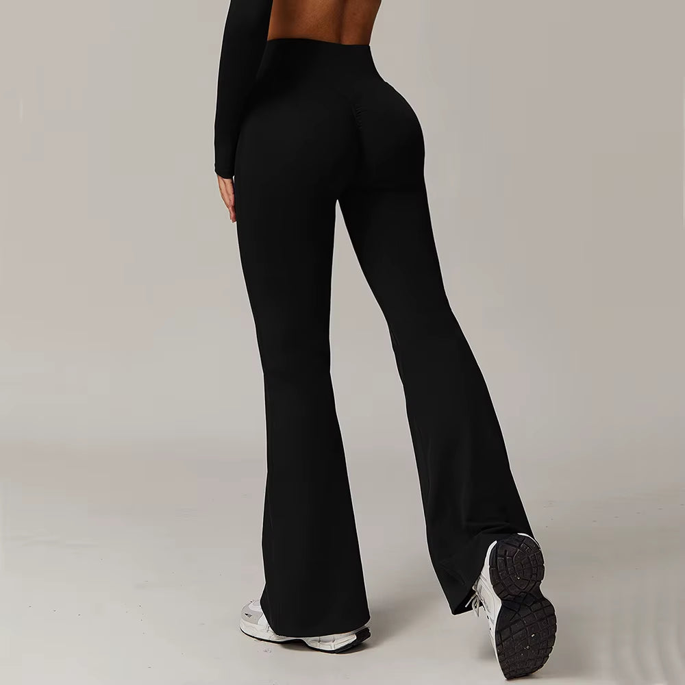 High Waist Wide Leg Pants Leggings Women Tights Fitness Bell-Bottoms Yoga Elastic Leggings Push up Gym Workout Flared Pants