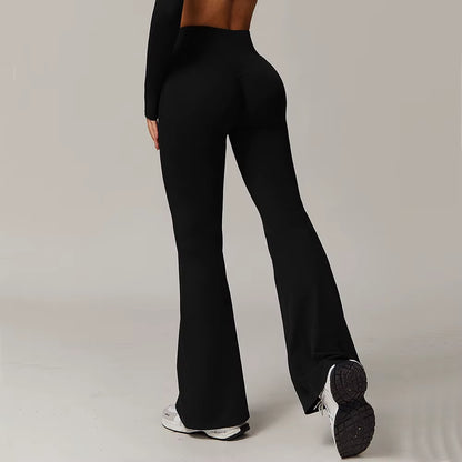 High Waist Wide Leg Pants Leggings Women Tights Fitness Bell-Bottoms Yoga Elastic Leggings Push up Gym Workout Flared Pants