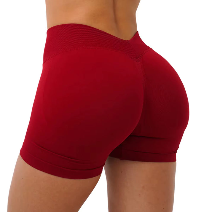 V Back Scrunch Shorts Women Mid-High Waist Band Seamless Yoga Shorts 4.5'' Workout Gym Booty Short 4 Way Stretch Sports Short