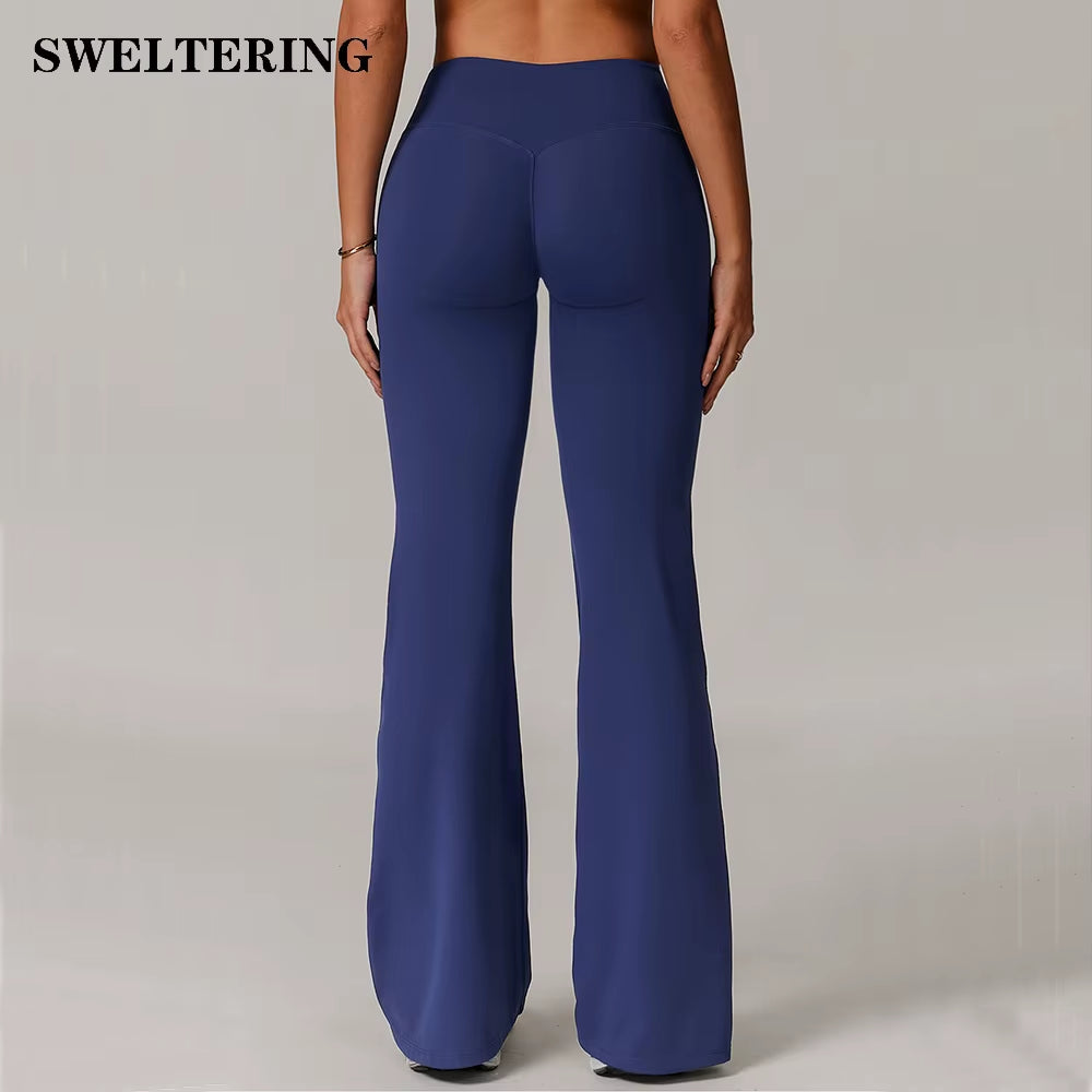 High Waist Wide Leg Pants Leggings Women Tights Fitness Bell-Bottoms Yoga Elastic Leggings Push up Gym Workout Flared Pants